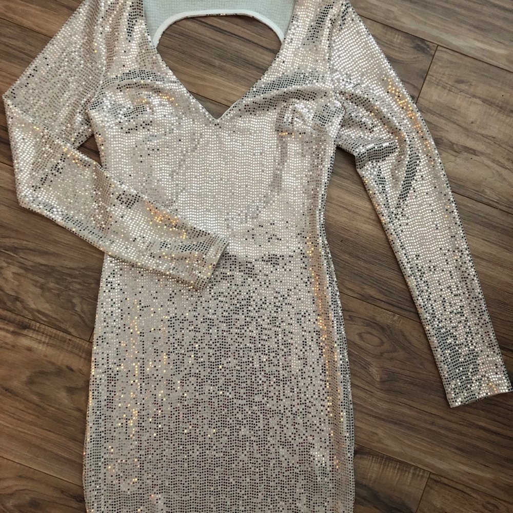 Sequin keyhole mini dress
